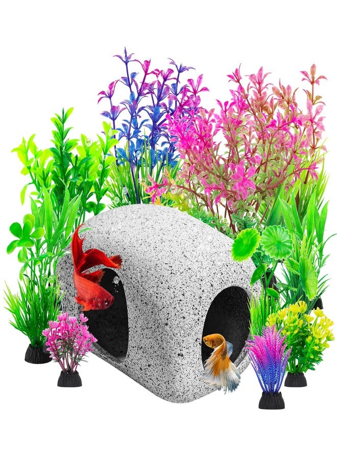 CousDUoBe 13Pcs Aquarium Hideaway Rock Cave Fish Tank Decorations quarium,Betta Toys Hideout Stones House,Safe and Non-Toxic Ceramic Fish Tank Ornaments（Style B） - Image 1